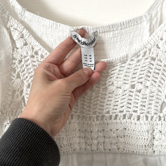 Vintage Y2K boho crochet smocked tiered dress M coastal cowgirl rodeo festival - Picture 5 of 8